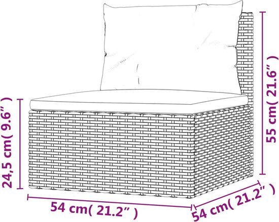 vidaXL 6-delige Loungeset met kussens poly rattan grijs