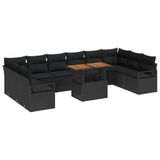 vidaXL Tuinbank Set 11 st Zwart Polyrotan