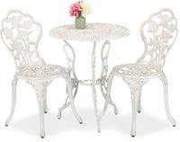 Merkloos Relaxdays Bistro set - Bistrotafel en 2 stoelen - Gegoten aluminium - Wit-brons