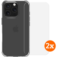 BlueBuilt Protective Back Cover iPhone 16 Pro Transparant + Screenprotector Glas Duo Pack