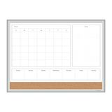 U Brands Whiteboard Planner, magnetisch 4-in-1 droogwisbord, 61 x 46 cm, met zilveren aluminium frame, week- en maandkalender, kurkstrip, wandmontage, whiteboard, voor thuis, school, kantoor
