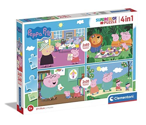 Clementoni - Puzzel 2X20+2X60 Stukjes Peppa Pig, Kinderpuzzels, 3-5 jaar, 24799