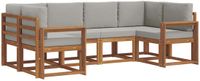 vidaXL Acacia Hout Hoek Loungeset 6-Persoons Naturel en Lichtgrijs