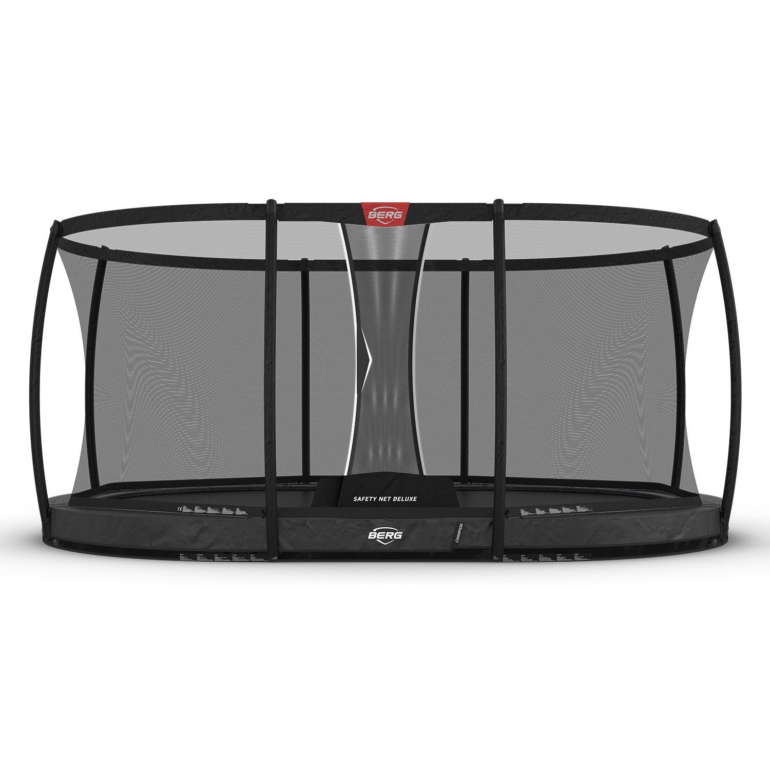 Berg inground trampoline ovaal Champion grijs 470 cm met veiligheidsnet deluxe