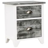 VidaXL Nachtkastje 38x28x45 cm paulowniahout grijs en wit