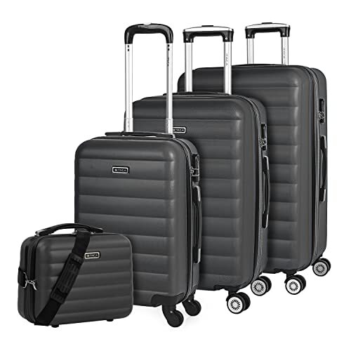 ITACA - Stijve Cabine Suitcase 20 Klein Reis Koffer met Wielen - ABS Hand Koffer 55x40x20 met Telescoopsteel - Lichtgewicht Cabin Max Hanbagage Luggage met TSA-cijferslot - Carry on Suitcas, Antraciet