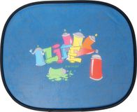 Walser Zonwering set auto 30256 - 2 stuks graffiti zonnekleppen zelfklevend - UV-bescherming auto - zonwering zijruit blauw 44x36cm