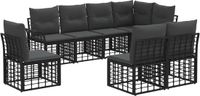vidaXL - Hoek loungeset - 8 zitplekken - Polyester - Zwart en donkergrijs