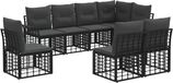 vidaXL - Hoek loungeset - 8 zitplekken - Polyester - Zwart en donkergrijs