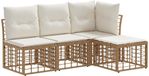 vidaXL - Loungehoekbank - Naturel - Polyester - 4 zitplaatsen