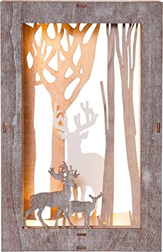 EGLO Led-kerstdecoratie - Rechthoekig kerstsilhouet met bosmotief - Warmwit