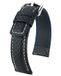 Hirsch Carbon L Horlogeband - Leer - Zwart - 22mm