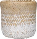 KitchenCraft Bamboe Plantenpot - Indoor Plantenpot Geweven Plantenpot met Wit en Bruin Ombre Ontwerp 12 x 12 x 11.5cm