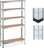 Relaxdays stellingkast - 1250 kg - metaal - 180 x 100 x 30 cm - 5 planken - zilver