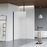 Fortifura Galeria inloopdouche - 70x200cm - ribbelglas - plafondarm - mat zwart
