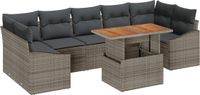 vidaXL Tuinbank Set 8-delig Grijs Poly Rattan en Poedergecoat Staal
