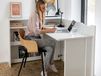 Bureau escamotable blanc/blanc brillant droit