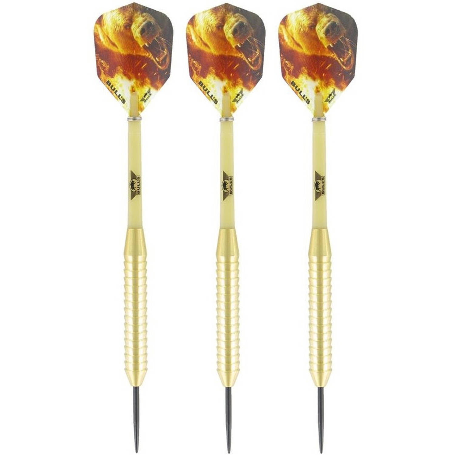 Bulls 1x Set van 3 dartpijlen Bear Brass 23 grams - Darten/darts sport artikelen pijltjes messing