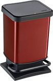 Rotho Paso Afvalemmer 20 l met voetpedaal en deksel, BPA-vrije kunststof (PP), metallic rood