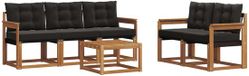 vidaXL Loungeset 5-zits acaciahout naturel et noir avec table