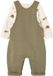 Vertbaudet Tuinbroek en romper voor pasgeborene kaki lange mouw 80% katoen 20% polyester maat 56
