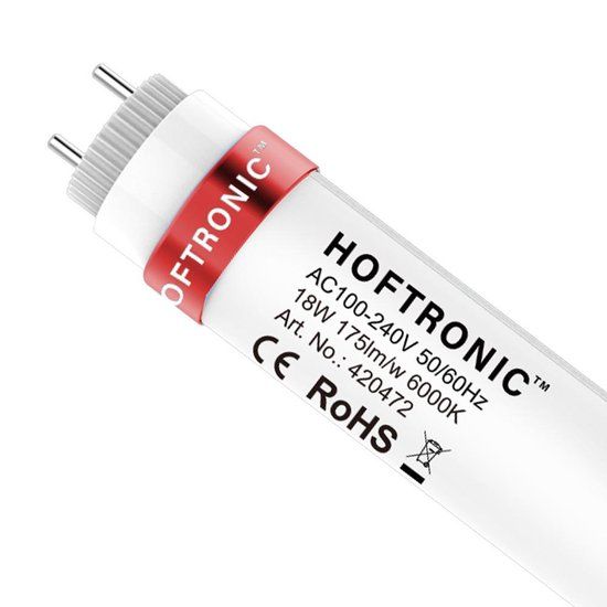 HOFTRONIC LED TL Buis 120cm - T8 G13 Fitting - 18 Watt - 3150lm - 6000K - Koel wit licht - Vervangt 80 Watt