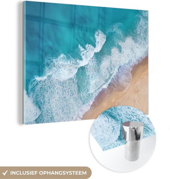 MuchoWow® Glass Painting 40x30 cm - Acrylic Glass Painting - Beach - Water - Sea - Photo on Glass - Paintings