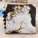 PETTI Artigiani Italiani - Set van 6 keukenstoelkussens, zwart-wit marmereffect, 40 x 40 cm, vierkante eetkamerstoelhoezen van microvezel met digitale print en banden