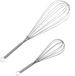 ForTomorrow Gardeset Inox, Fouet 2 Pièces Inclus 20cm, 30cm, Batteur à Œufs, Fouet à Main pour Mélanger, Mousse, Battre, Mousse et Remuer (Argent)