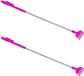 Gerimport Ruggenkrabber stevige hark - 2x - uitschuifbaar 40 cm - roze - metaal kunststof