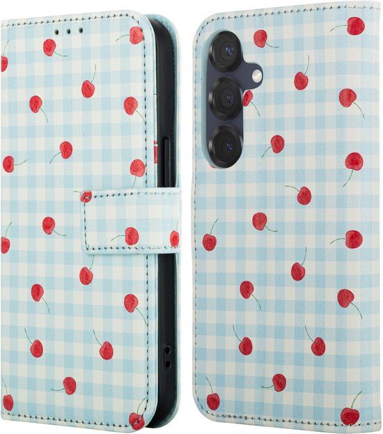 imoshion Hoesje - Geschikt voor Samsung Galaxy S25 - Design Bookcase smartphone - Cherry Check