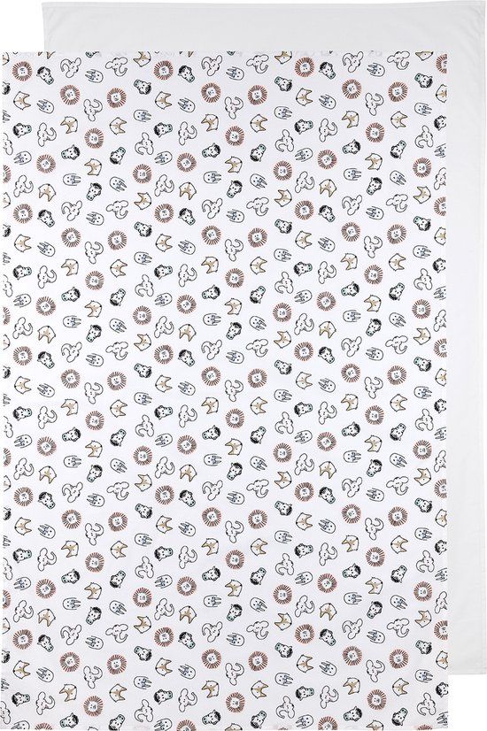 Meyco Baby Animal/Uni wieglaken - 2-pack - white - 75x100cm