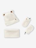 Vertbaudet Set voor babyjongen 'Bear Mood' met muts + snood + wanten van sherpa