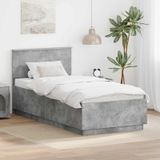 Maison Exclusive - Lit cadre avec tête de lit gris béton 100 x 200 cm Matériau dérivé du bois