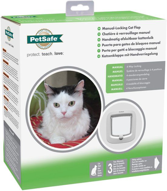 Petsafe Kattenluik Met 4-Weg Handmatig Veiligheidssysteem - Wit