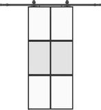 vidaXL Schuifdeur met beslagset, 90x205 cm, gehard glas, zwart