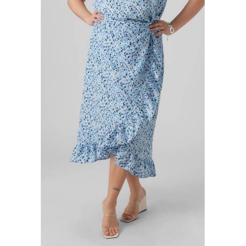 VERO MODA CURVE VMEMMA Gebloemde Rok - Blauw - Gerecycled Polyester