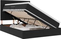 vidaXL LED Opbergbed met Matras Zwart 140 x 200 cm Fluweel