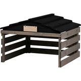 dobar Garage voor robotmaaier van hout met afneembaar dak, schuilplaats voor robotmaaier met individueel schild - 78,5 x 74 x 52,5 cm - grijs/zwart