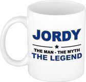 Bellatio Decorations naam cadeau mok - Jordy - man myth legend - koffiemok - 300 ml - collega - vaderdag