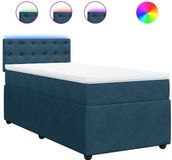 vidaXL Boxspringbed met matras, fluweel, blauw, 90x200 cm