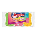 Spontex Éponges de vaisselle ergonomiques, tricolores, super absorbantes, lot de 3