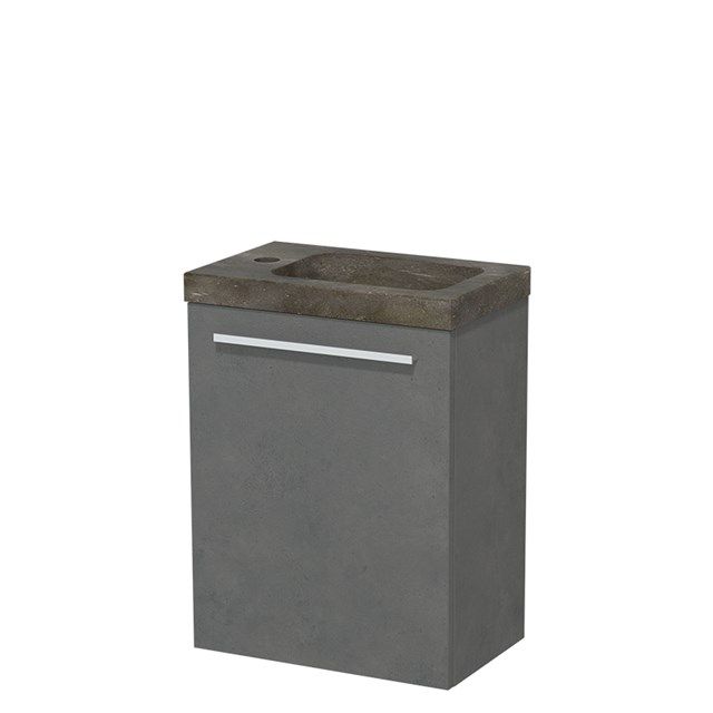Maxaro Toiletmeubel met Wastafel Natuursteen Modulo Donkergrijs Beton 40 cm