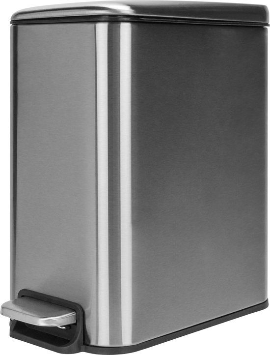 QUVIO Pedaalemmer - Metaal - 5 Liter - Zilver