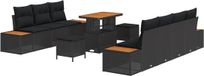 vidaXL Banc de jardin 3 places Noir Polyrotin avec coussin