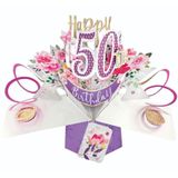Bloemen Second Nature Bloemen 50e Verjaardag Pop-Up Wenskaart Originele Tweede Natuur 3D Pop Up Kaart