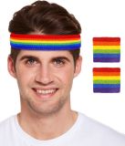 Henbrandt Regenboog gay pride kleuren hoofd en pols zweetbandjes set 3 stuks