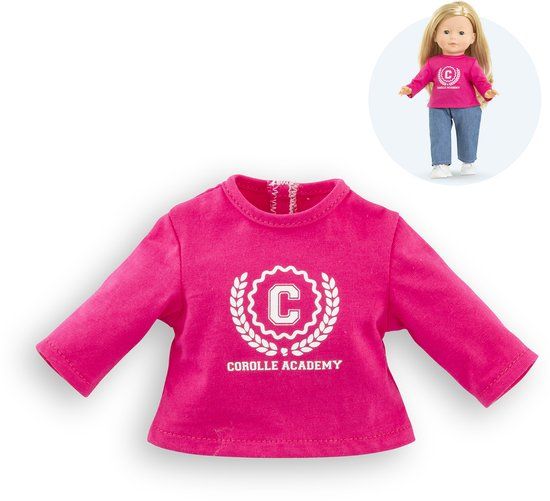 Corolle Poppenshirt Fuchsia Polyester Lange Mouw Printopdruk Jongens en Meisjes 3 jaar