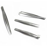 Merkloos / Sans marque Pincetten set 4-delig - zilver - RVS metaal - verschillende toepassingen