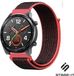 Strap-it Nylon Smartwatch bandje - Geschikt voor Huawei Watch GT - Zwart/Koraal - 46mm